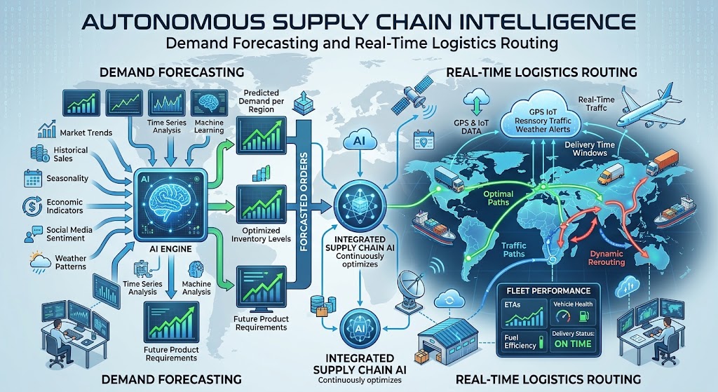 Autonomous Supply Chain Intelligence: Demand Forecasting and Real-Time Logistics Routing