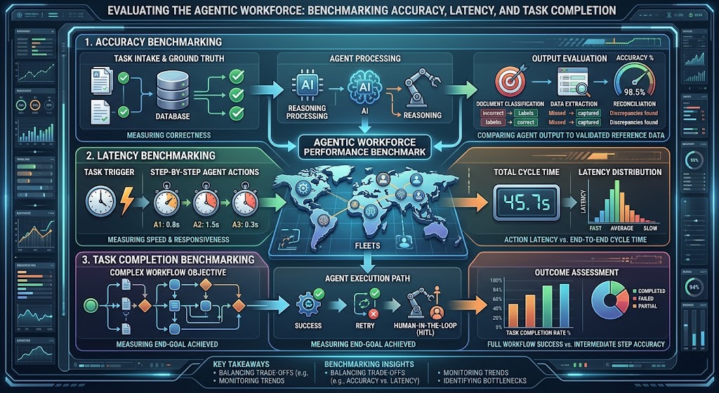 Evaluating the Agentic Workforce: Benchmarking Accuracy, Latency, and Task Completion